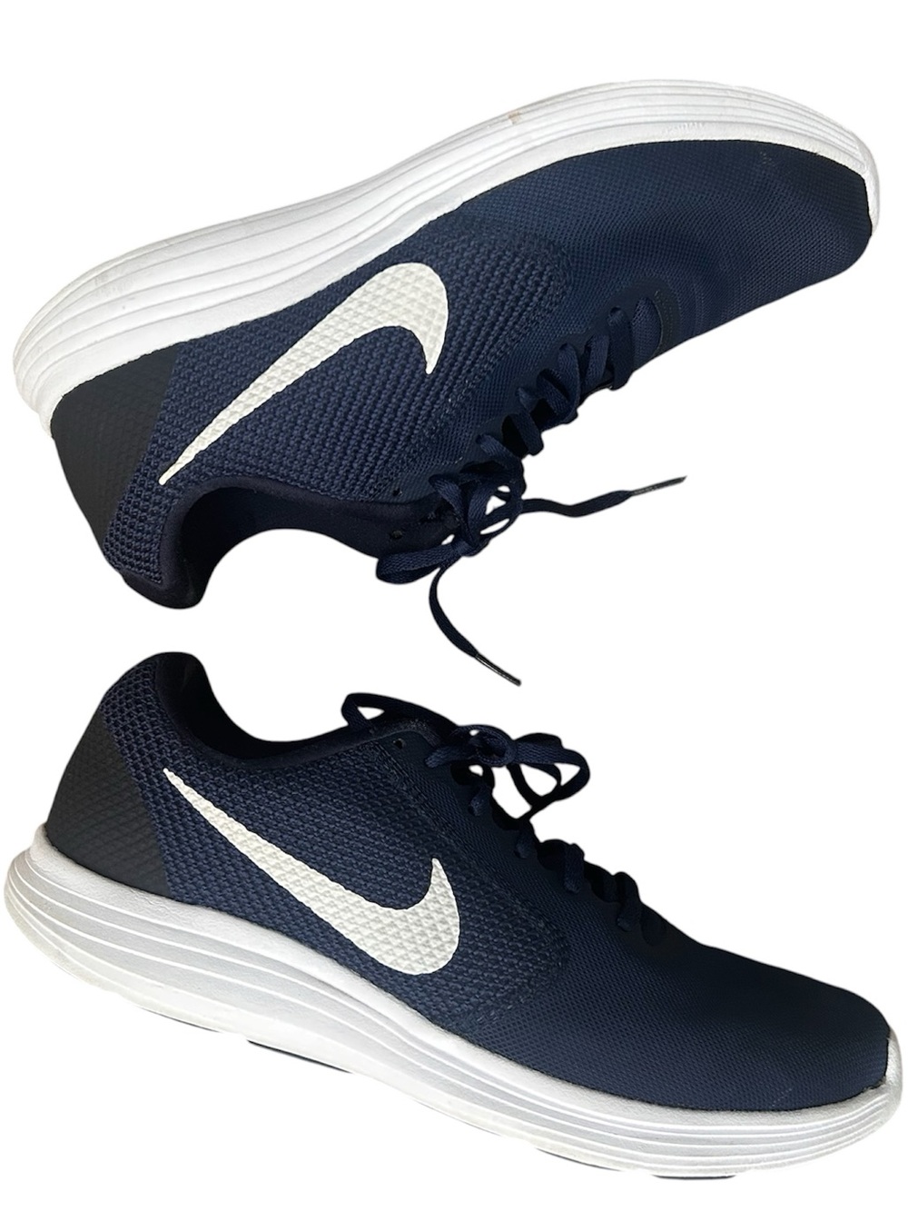 Nike Men's Revolution 3 Navy and White Athletic Running Shoes